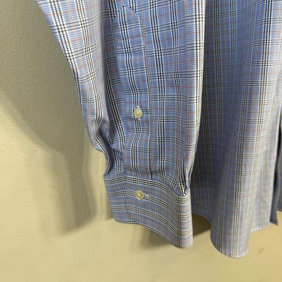 Brooks Brothers Regent Plaid Non Iron Button Up Dress Shirt Men's 17 6/7 Blue - Picture 9 of 13